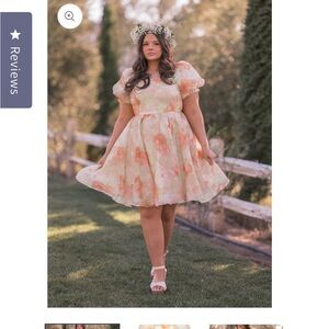 JessaKae Poppy Marmalade Floral Puff Sleeve Dress - XL